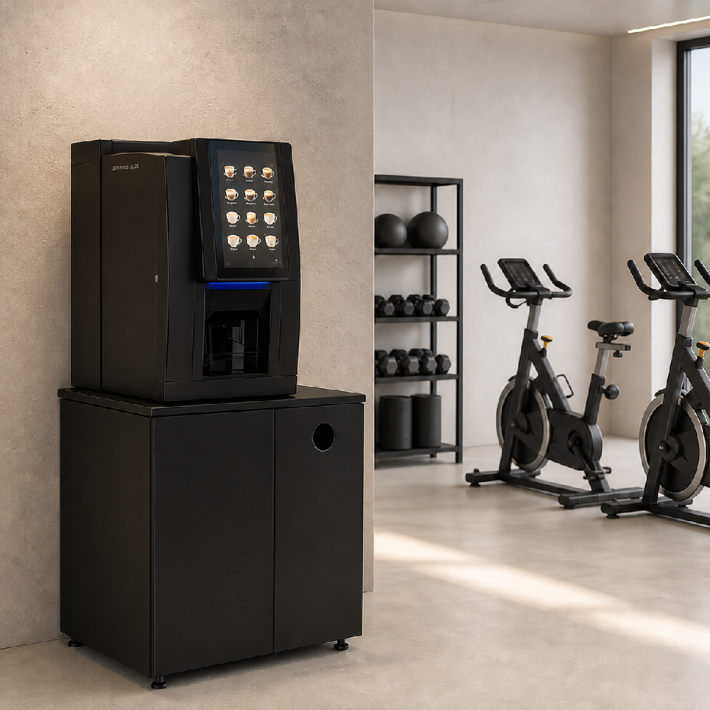 Jetinno JL28 bean-to-cup coffee vending machine in a Malta gym